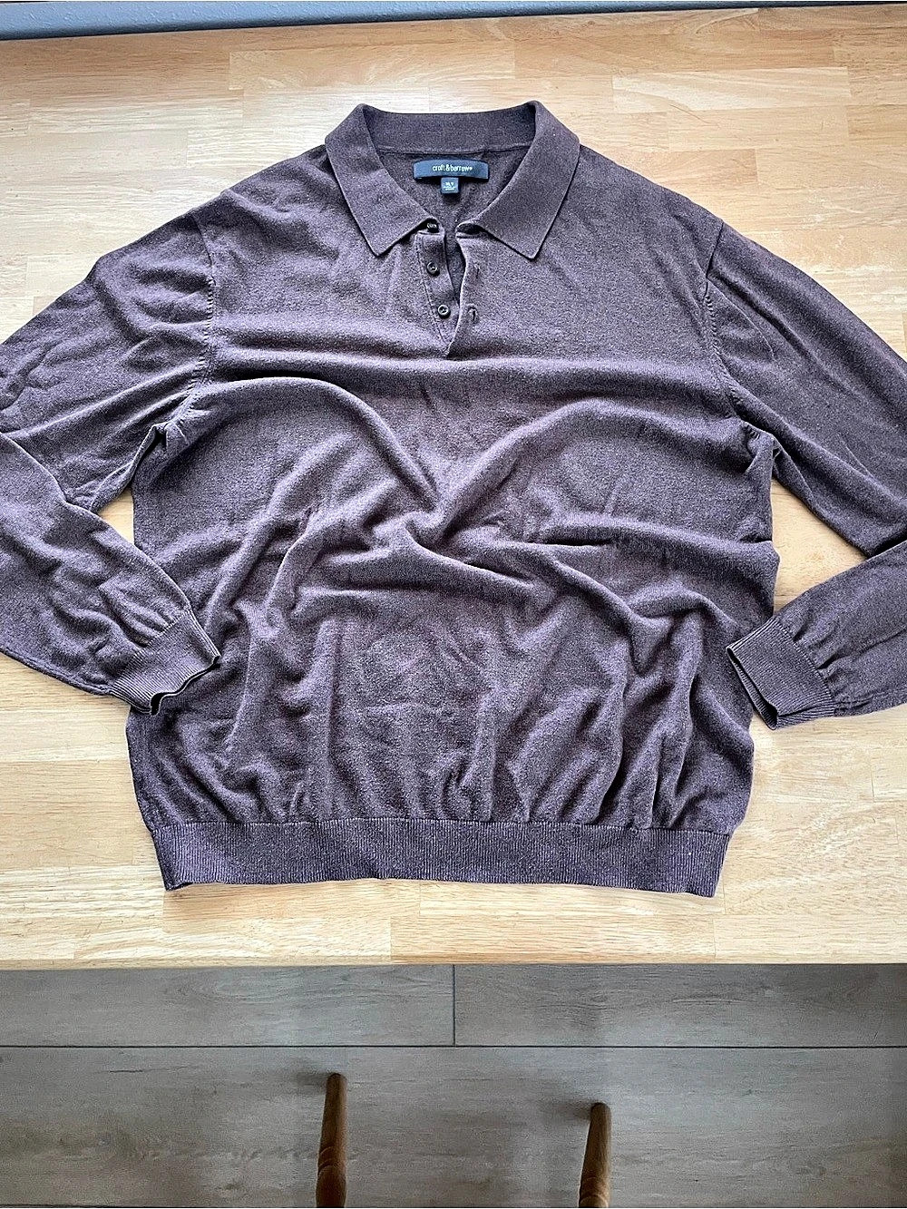 croft & barrow Long Sleeve Polo Sweater in Brown XL
